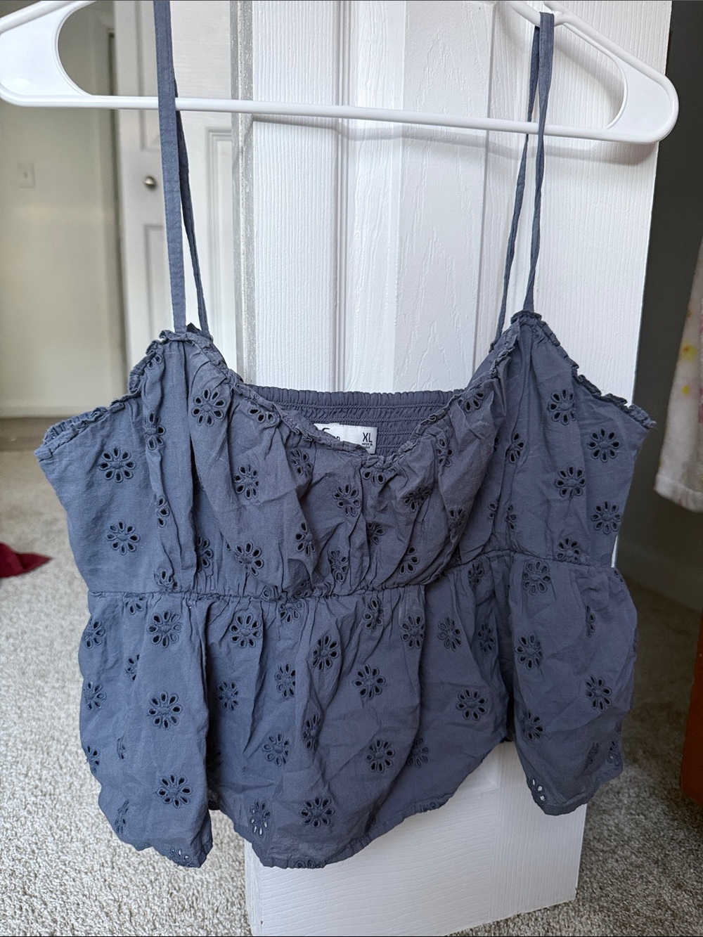 Hollister Slate Gray Eyelet Spaghetti Strap Camisole